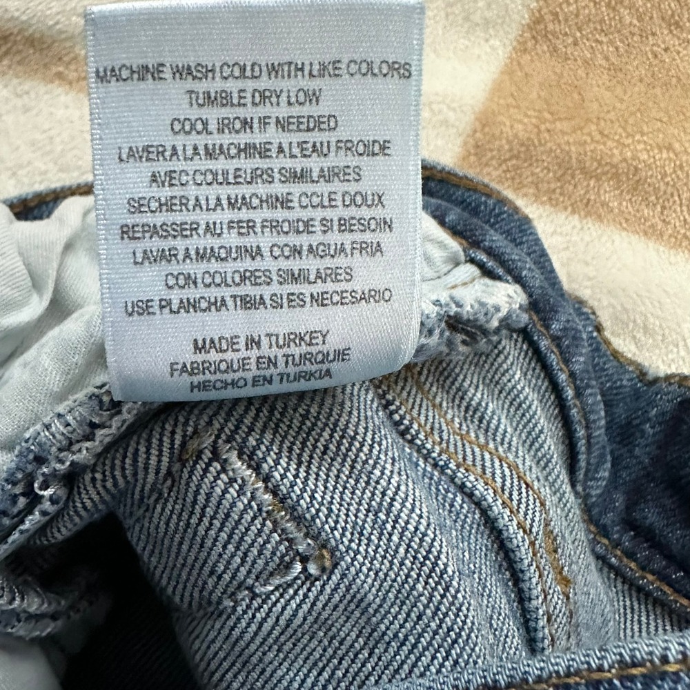 RE/DONE High Rise Ankle Crop Distressed Raw Hem Blue Jeans Size 23 - Picture 12 of 13